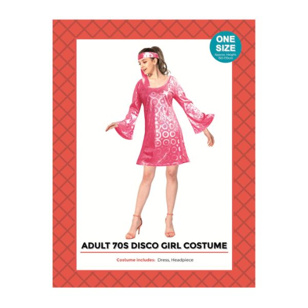 Pink Adult 70s Disco Girl Costume