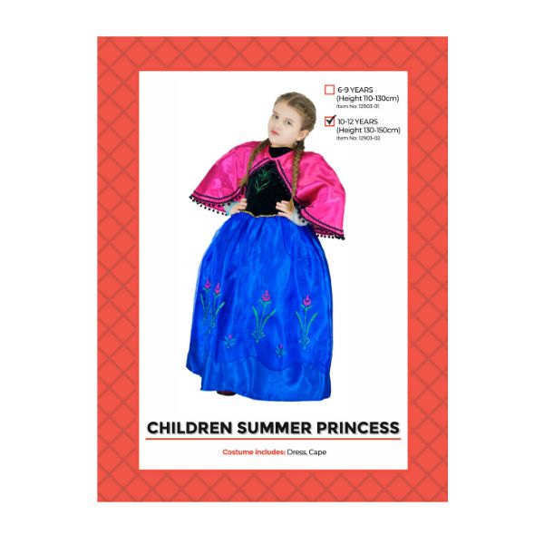 Summer Princess Children Costume - 10 - 12 Years
