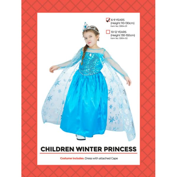 Girls Ice Queen Costume - Size 6-9 Years