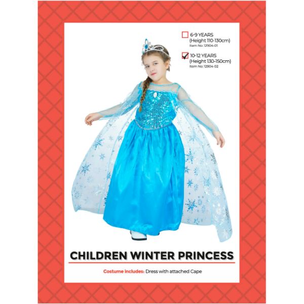 Girls Ice Queen Costume - Size 10-12 Years