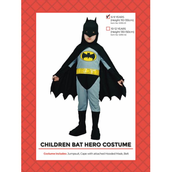 Boys Bat Hero Costume - 6-9 Years
