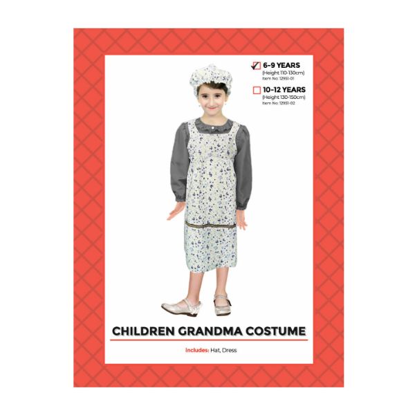 Children Grandma Costume - 6 - 9 Years