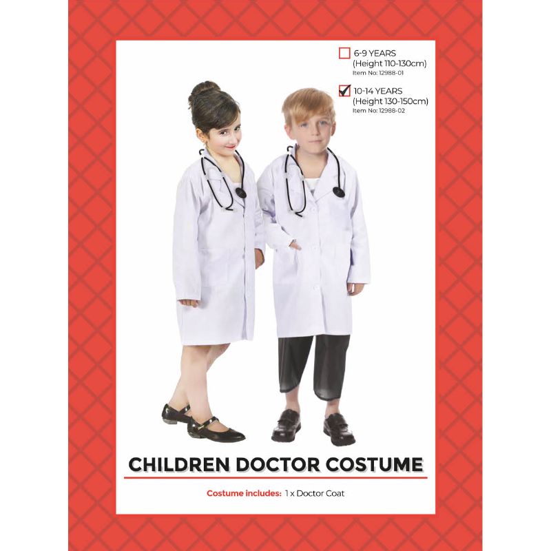 Kids Doctor White Costume - Size 10-14 Years