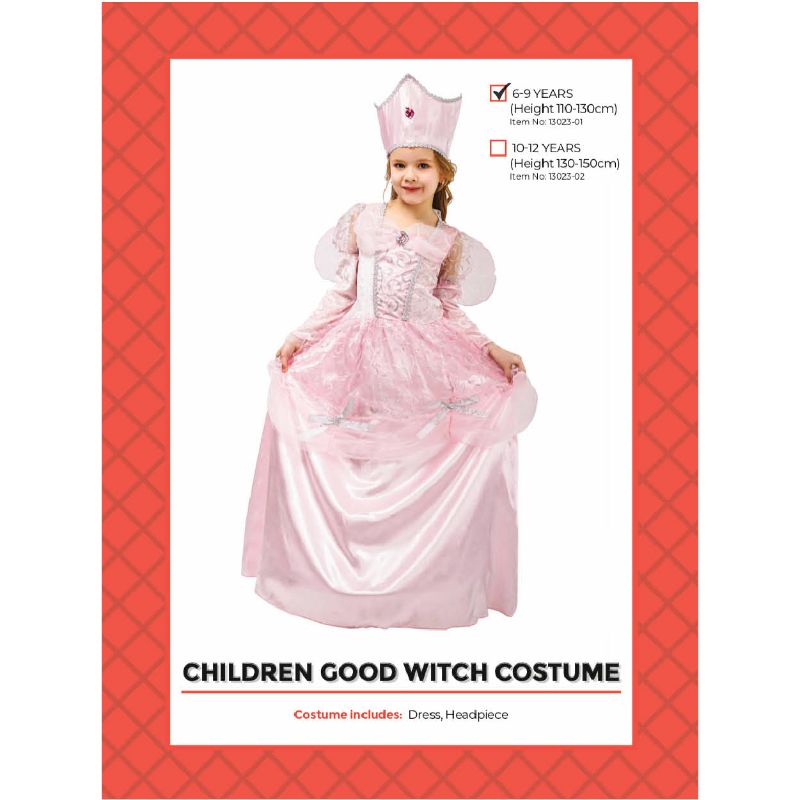 Girls Good Witch Pink Dress Costume - Size 6-9 Years