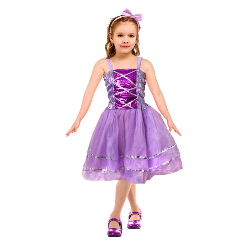 Girls Sparkly Purple Princess Dress - Size 4-7 Years
