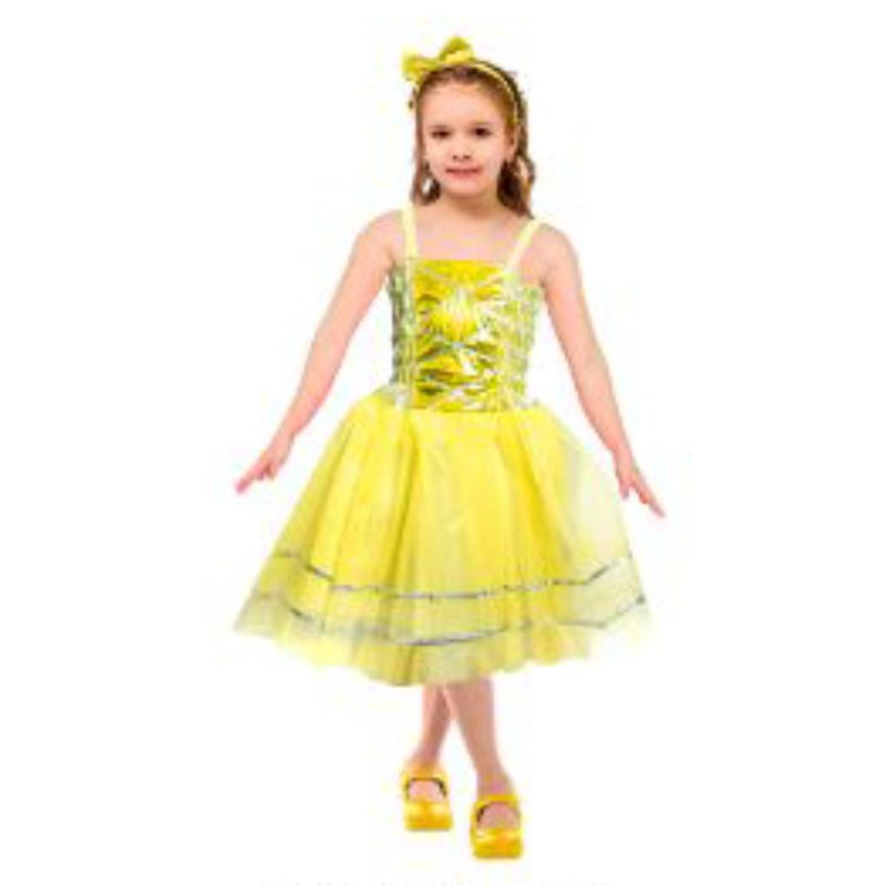 Girls Sparkly Yellow Princess Dress - Size 4-7 Years