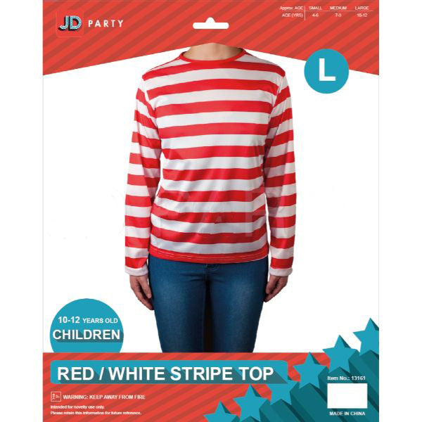 Kids Red & White Stripe Top - L