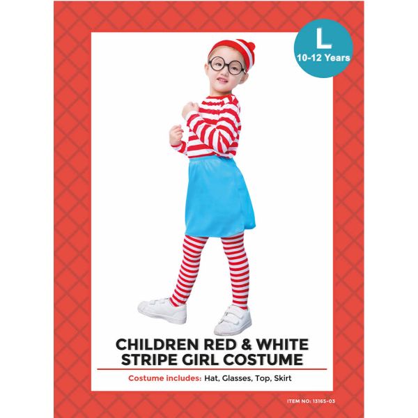 Girls Red & White Stripe Costume Set