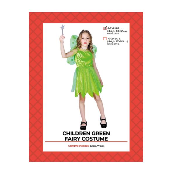 Green Fairy Children Costume - 6 - 9 Years