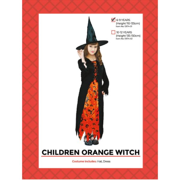 Children Orange Witch Costume (6-9 years)