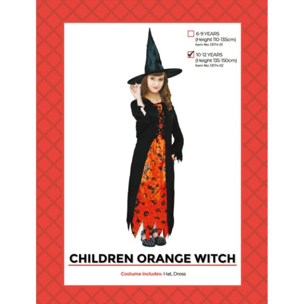Children Orange Witch Costume (10-12 years)