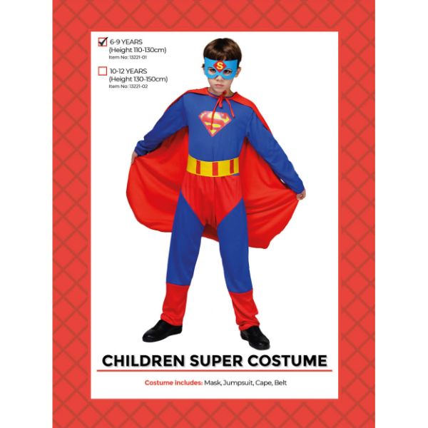 Boys Super Hero Costume - Size 6-9 Years