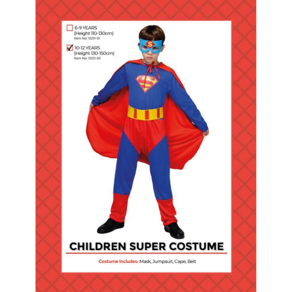 Boys Super Hero Costume - Size 10-12 Years