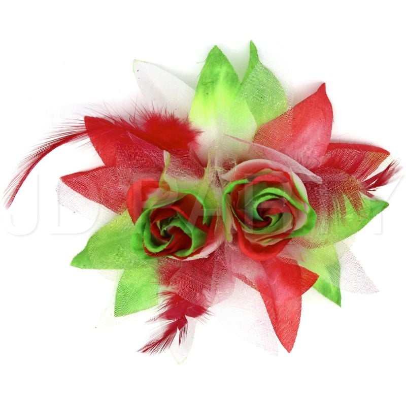Red & Green Flower Hair Clip