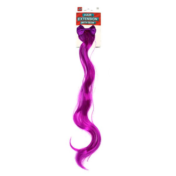 Magenta Curly Hair Extension With Bow
