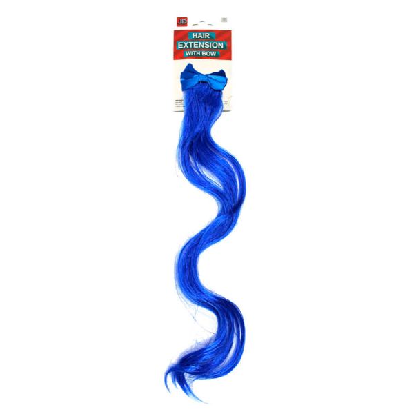 Blue Curly Hair Extension With Bow