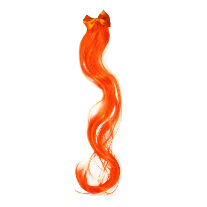 Orange Curly Hair Extension with Bow