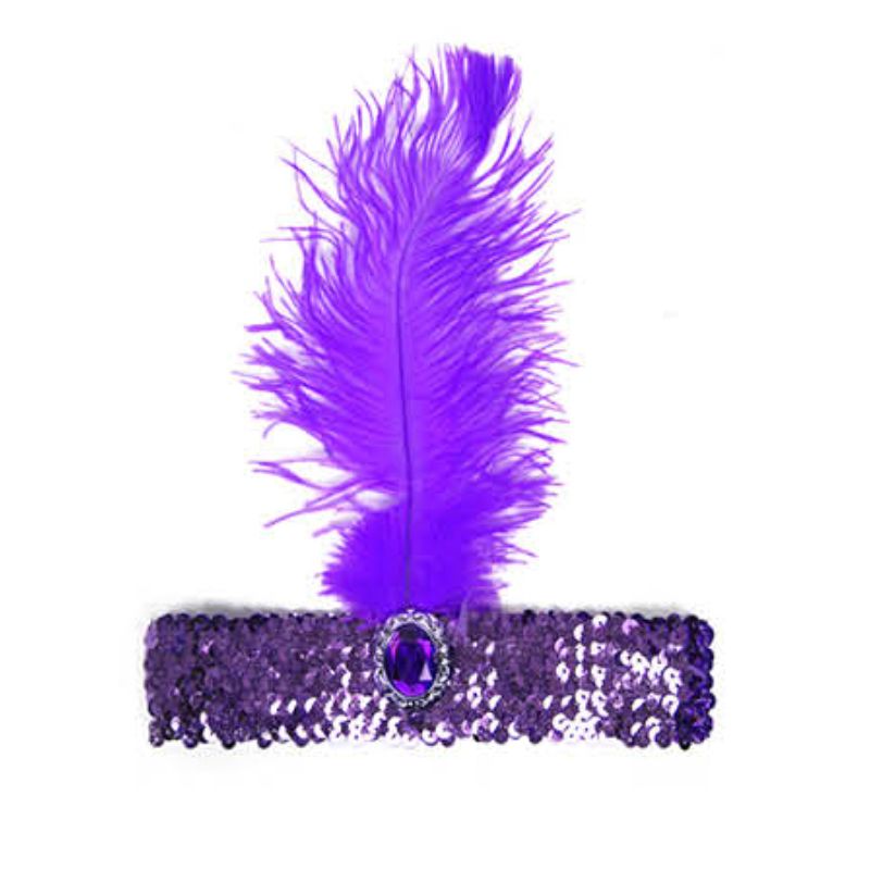 Purple Sequin Flapper Headband - L