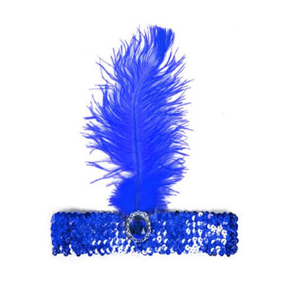 Blue Sequin Flapper Headband - L