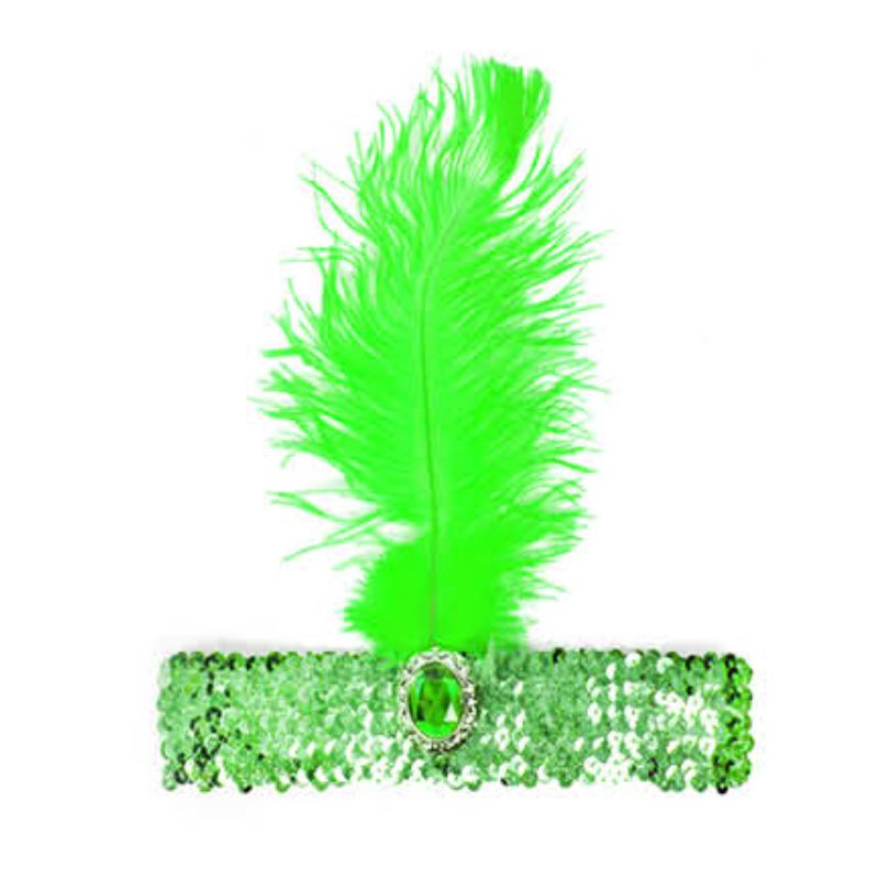 Green Sequin Flapper Headband - L