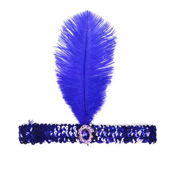 Blue Sequin Flapper Headband - S
