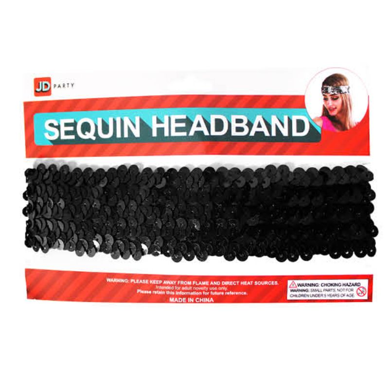 Black Disco Sequin Headband - L