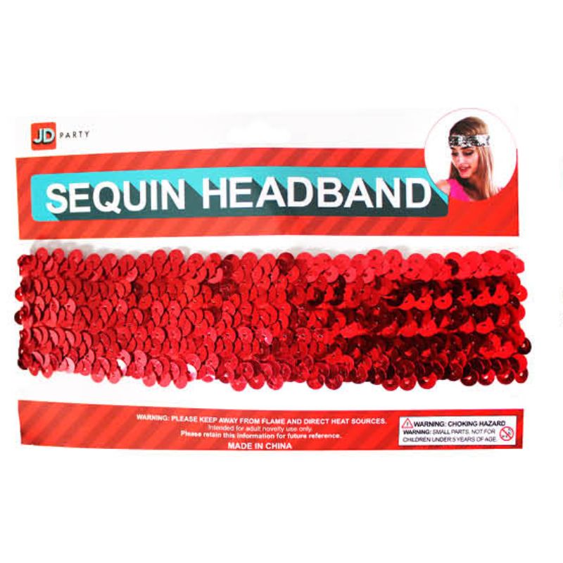 Red Disco Sequin Headband - L
