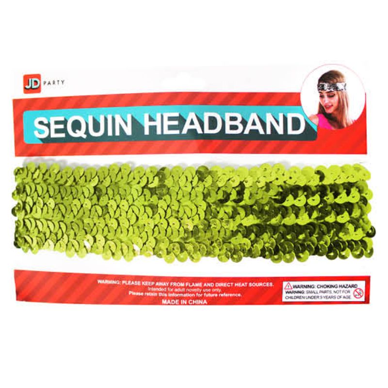 Green Disco Sequin Headband - L