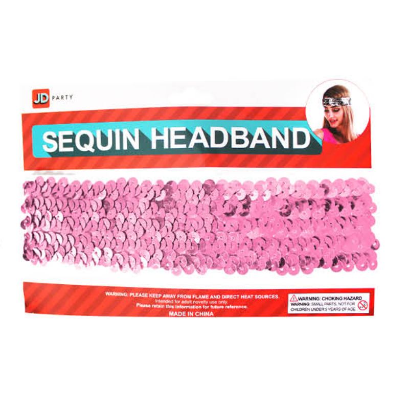 Light Pink Disco Sequin Headband - L