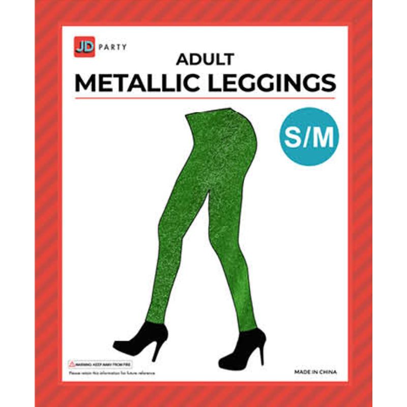 Adult Green Metallic Leggings - S/M