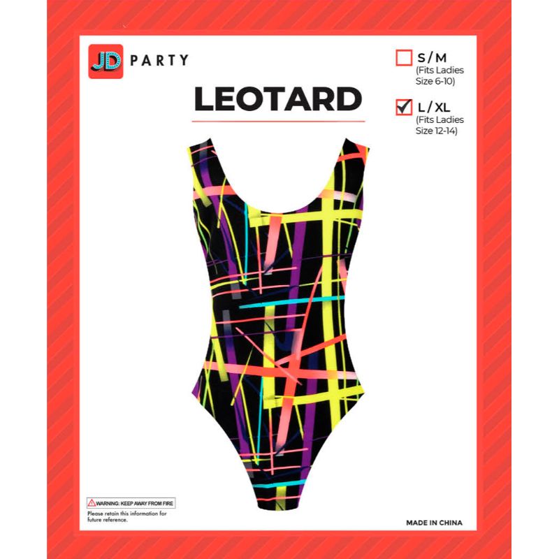 Neon Stripes Adult Print Leotard - L/XL