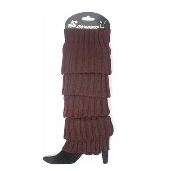 Dark Brown Chunky Knit Plain Leg Warmer