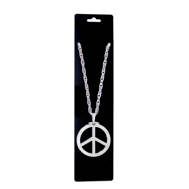 Silver Peace Sign Big Necklace