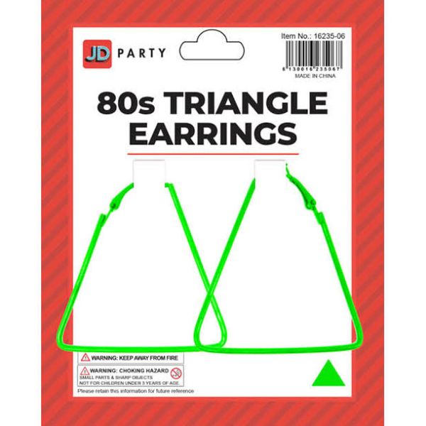 Green 80s Triangle Earrings