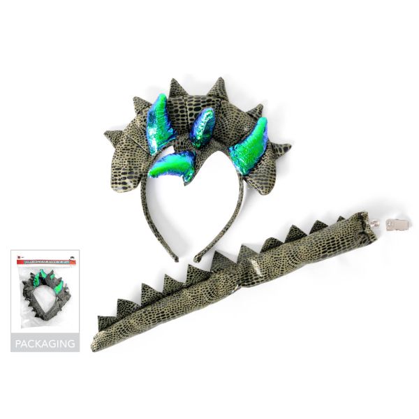 Deluxe Dinosaur Headband and Tail Set