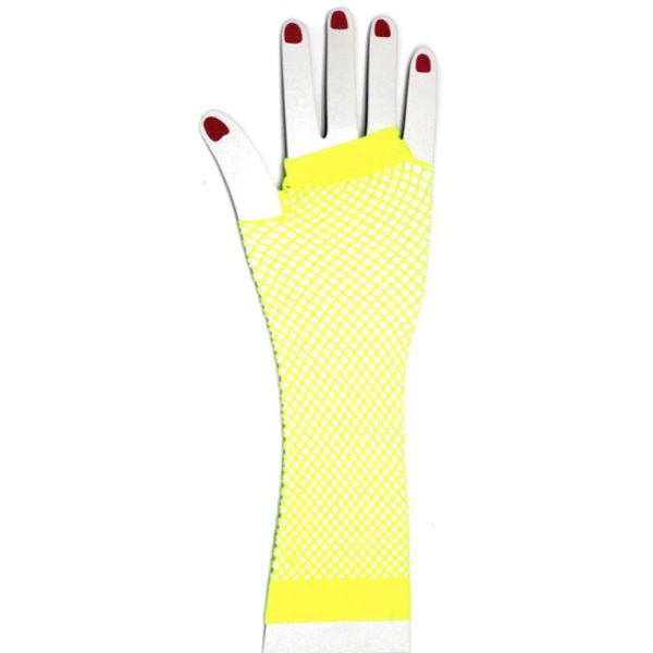 Yellow Long Fishnet Gloves