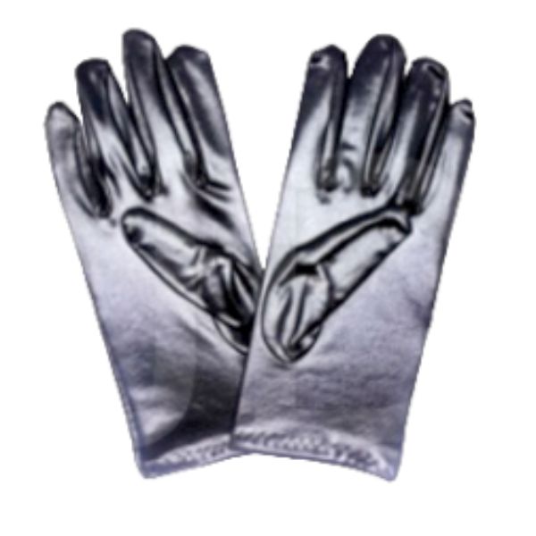 Black Metallic Short Gloves