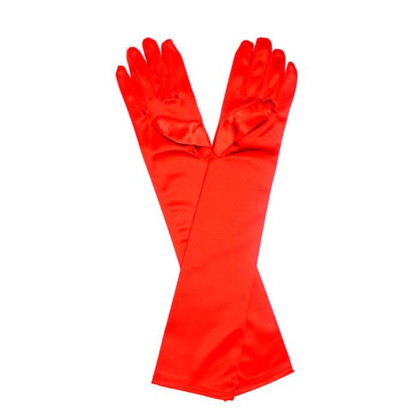 Red Satin Long Gloves