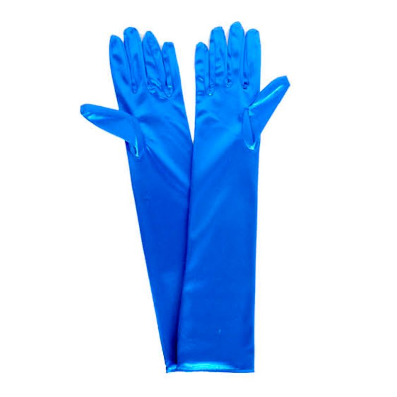 Blue Satin Long Gloves