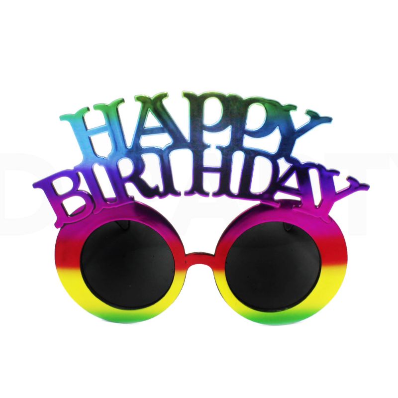 Metallic Rainbow Happy Birthday Party Glasses