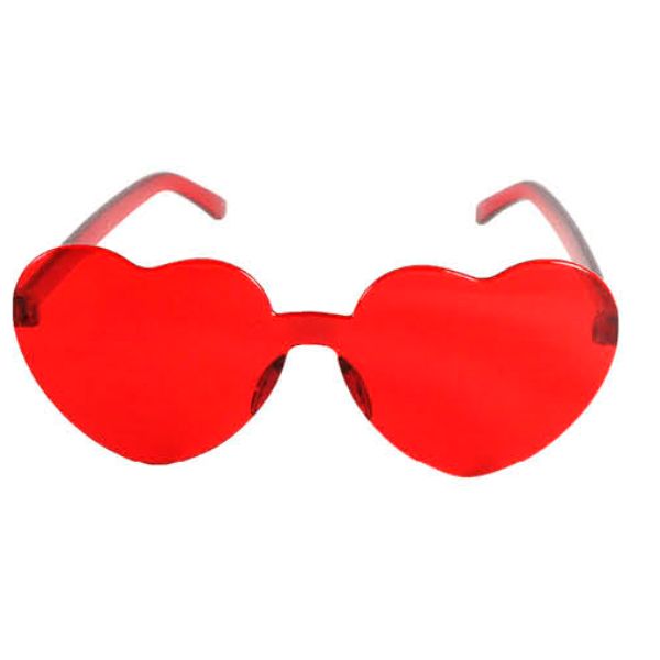 Red Perspex Heart Party Glasses