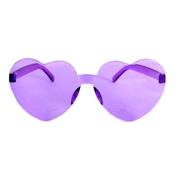 Purple Perspex Heart Party Glasses