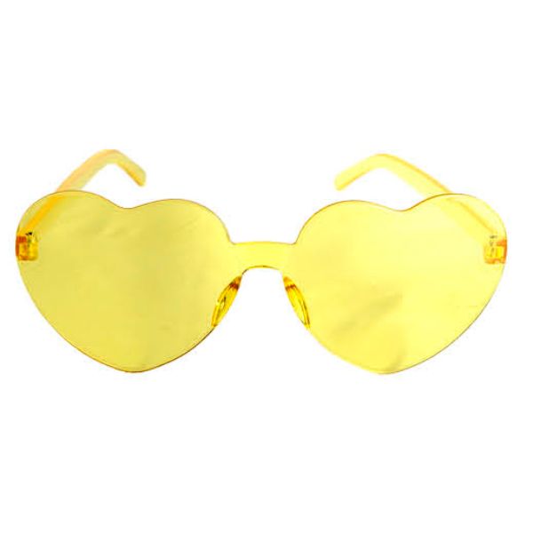 Yellow Perspex Heart Party Glasses