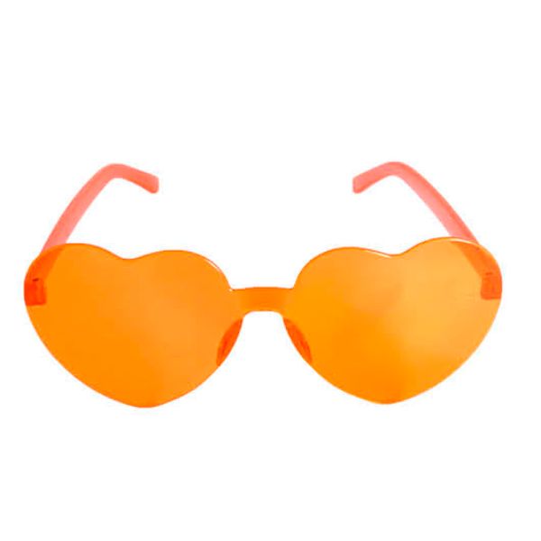 Orange Perspex Heart Party Glasses