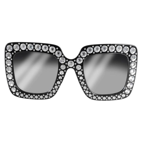 Diamante Black Party Glasses