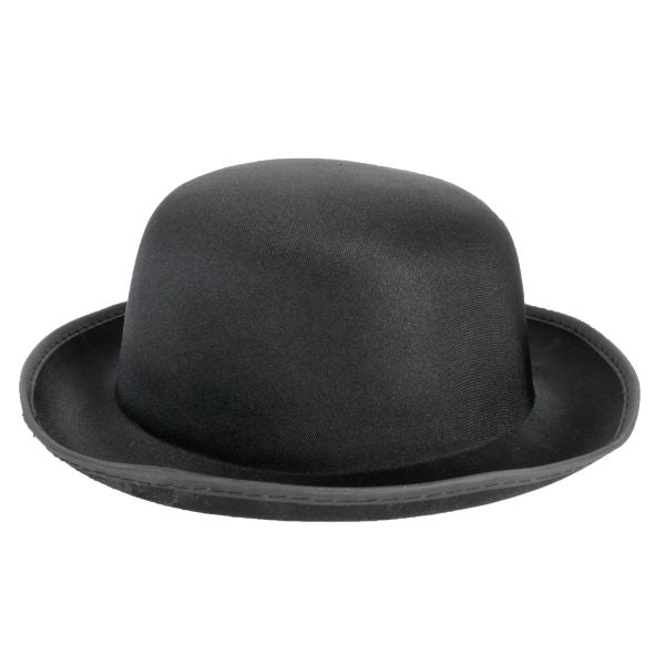 Black Circular Satin Bowler Hat