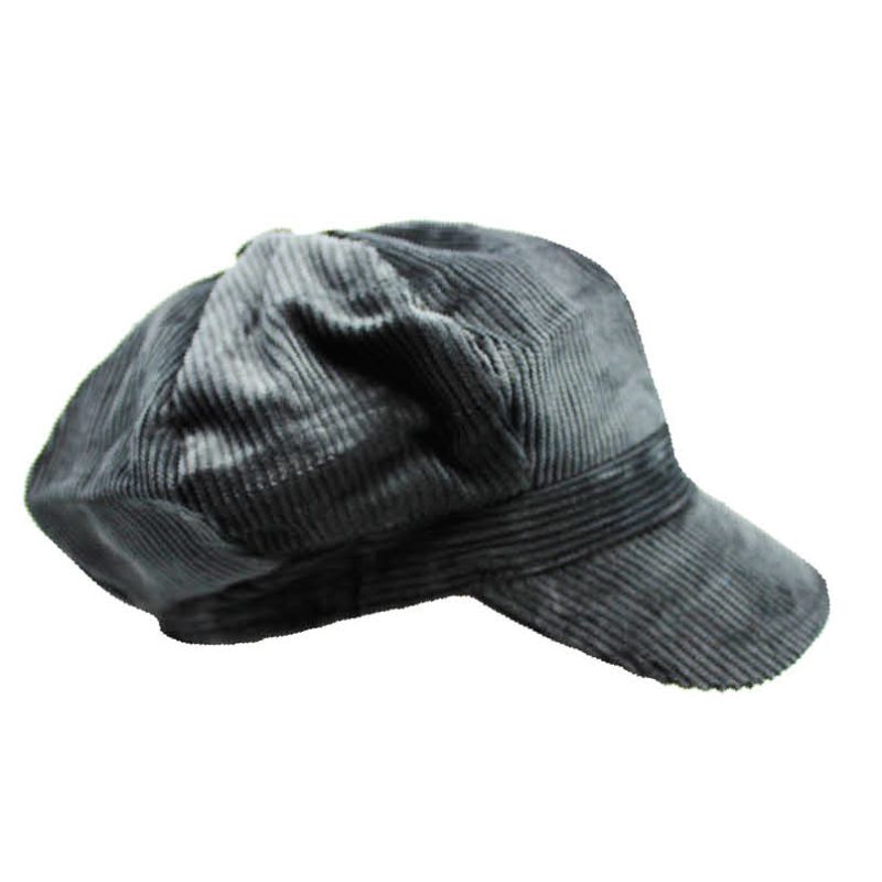 Grey 8 Panel Corduroy Poor Boy Cap