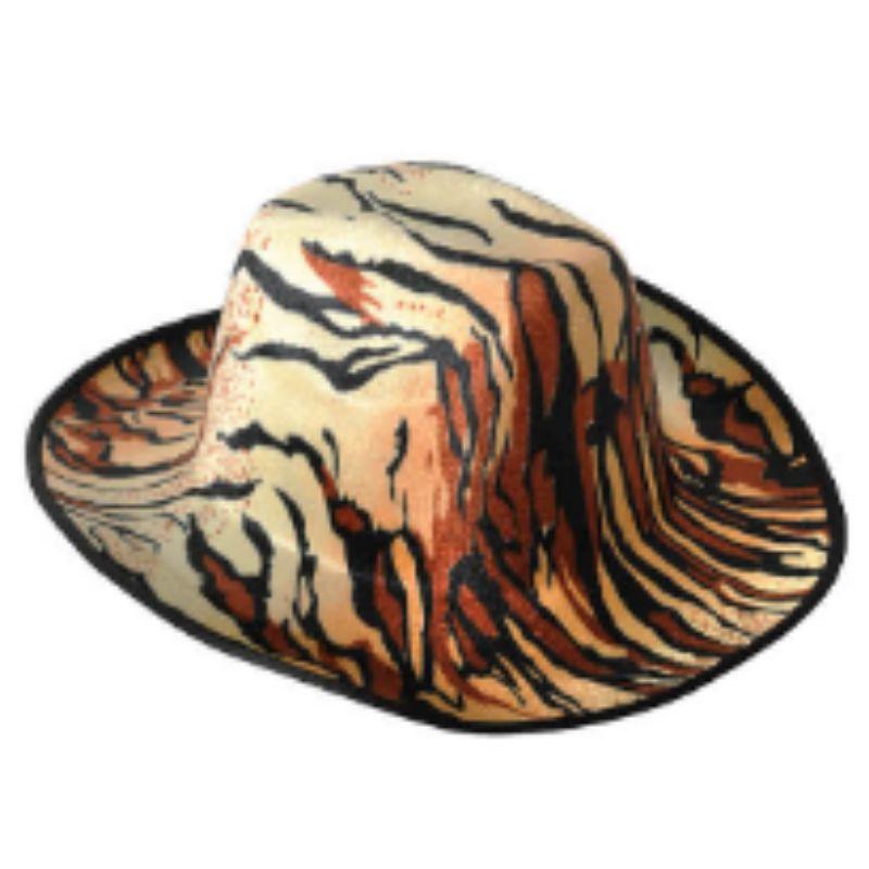 Cowboy Hat with Light Brown Tiger Stripe Pattern