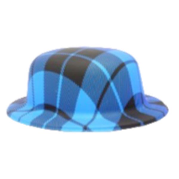 Blue Check Plastic Pattern Bowler Hat
