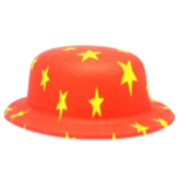 Red Star Plastic Pattern Bowler Hat